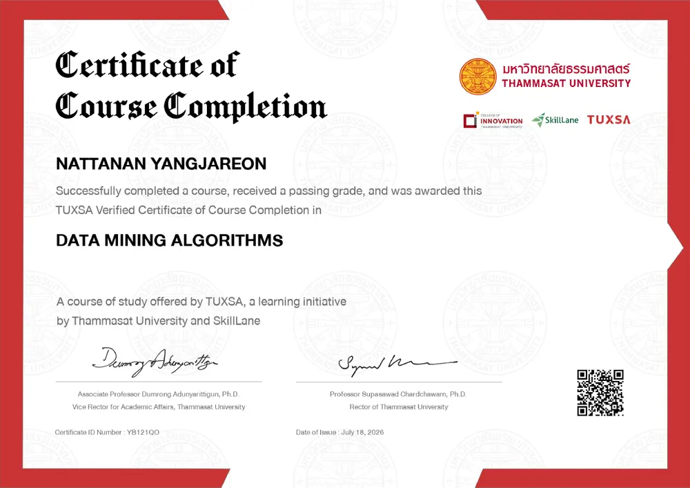 Data Mining Algorithms ขั้นตอนวิธีสำหรับเหมืองข้อมูล